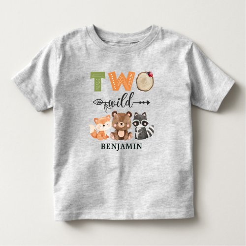 Personalized Two Wild Woodland Animal 2nd Birthday Toddler T_shirt