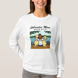 Personalized Two Yellow Labradors and Mom Long T-Shirt