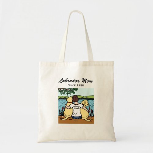 Personalized Two Yellow Labradors and Mom Tote Bag