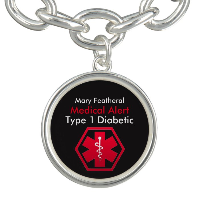 Personalized Type 1 Diabetic Medical Alert Bracelet