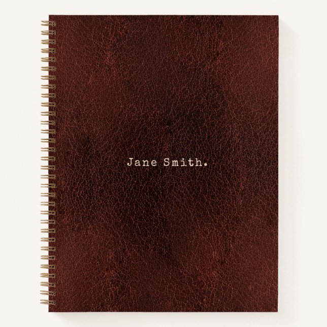 Personalized Typewriter Font Antique Leather Book  (Front)
