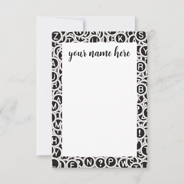 Personalized Typewriter Keys Notecards (Front)