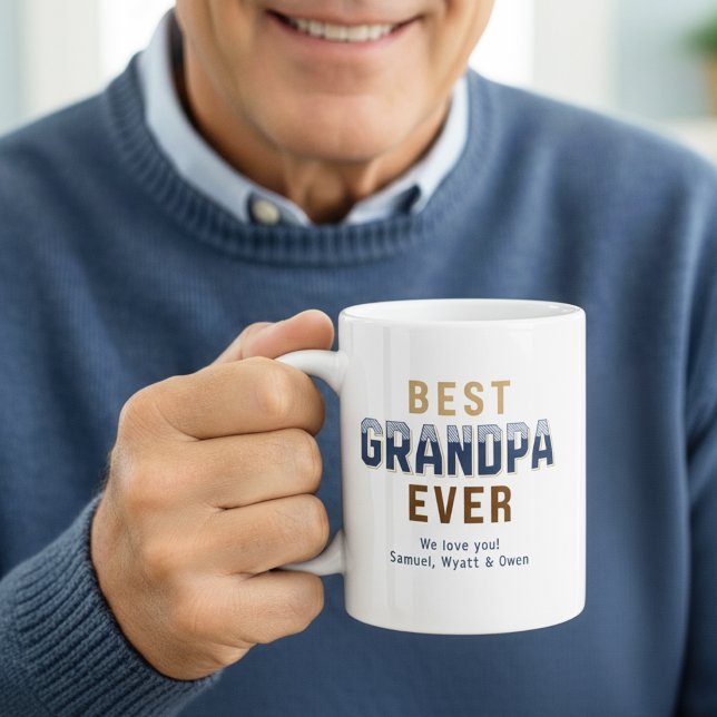 Personalized Typography Design Best Grandpa Ever  Coffee Mug (Creator Uploaded)