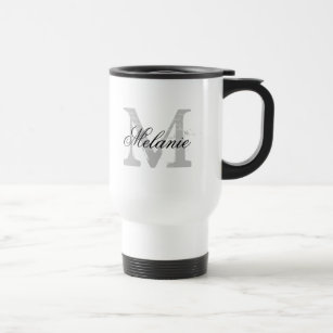 Personalized typography monogram to go travel mug