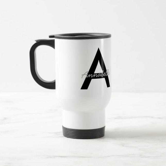 Personalized Typography Monogram Travel Mug (Left)
