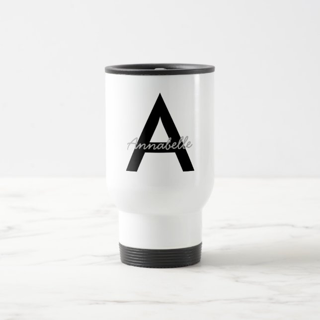 Personalized Typography Monogram Travel Mug (Center)