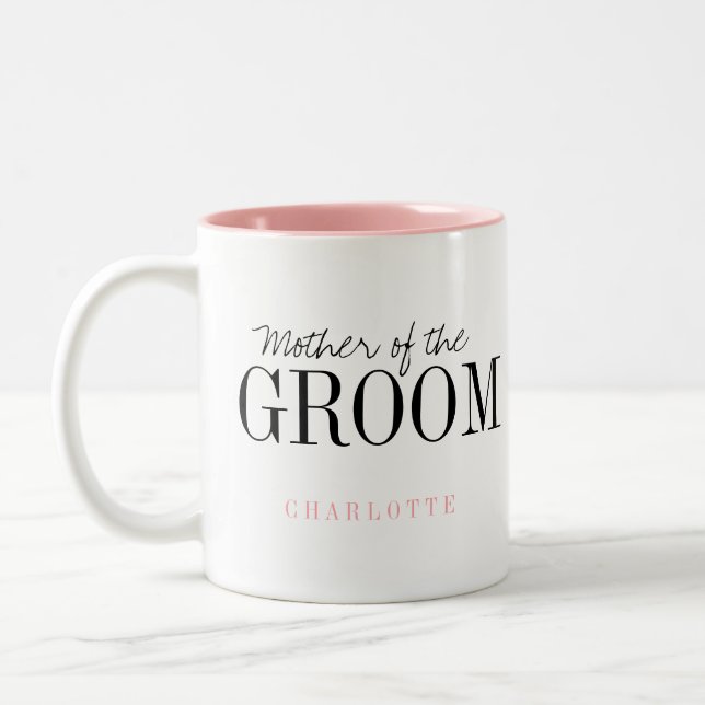 Personalized typography mother of the groom mug (Left)
