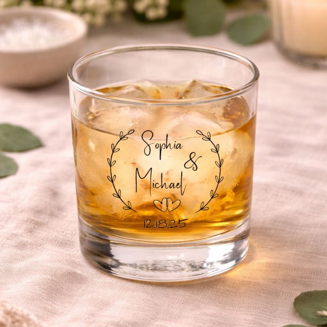 Personalized Typography Names Wedding Favors  Whiskey Glass (Creator Uploaded)