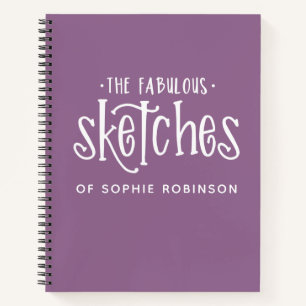 Personalized Typography Purple Sketchbook Notebook