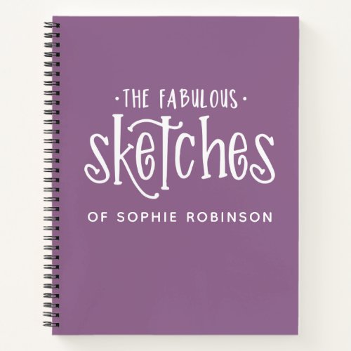 Personalized Typography Purple Sketchbook Notebook