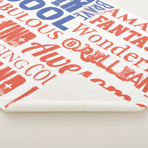 Personalized Typography Subway Art USA Flag Sherpa Blanket