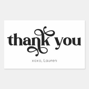 Personalized Typography Thank You Rectangular Sticker