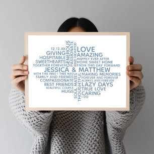 Personalized Typography Word Cloud for Couples Poster