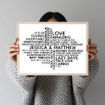 Personalized Typography Word Cloud for Couples Poster