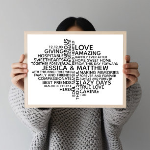 Personalized Typography Word Cloud for Couples Poster