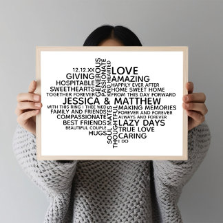 Personalized Typography Word Cloud for Couples Poster
