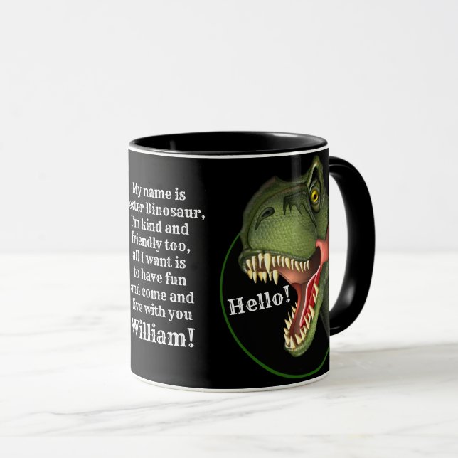 Personalized Tyrannosaurus Rex Dinosaur Mug (Front Right)