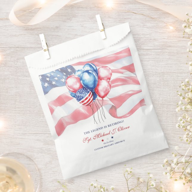 Personalized U.S. Military Retirement Favor Bag (Clipped)