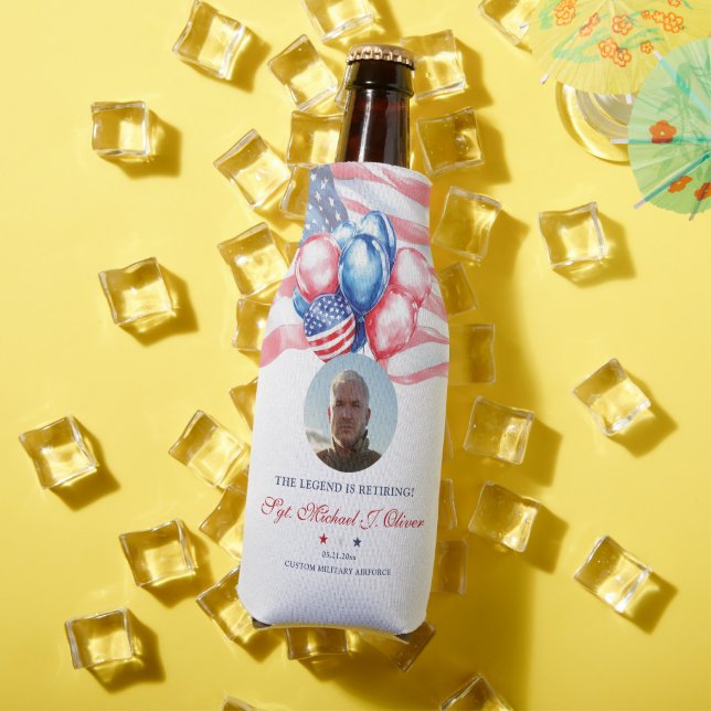Personalized U.S. Military Retirement Photo Bottle Cooler (In Situ Summer)