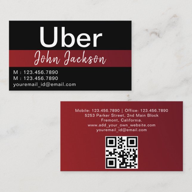  Personalized Uber Business Cards (Front/Back)