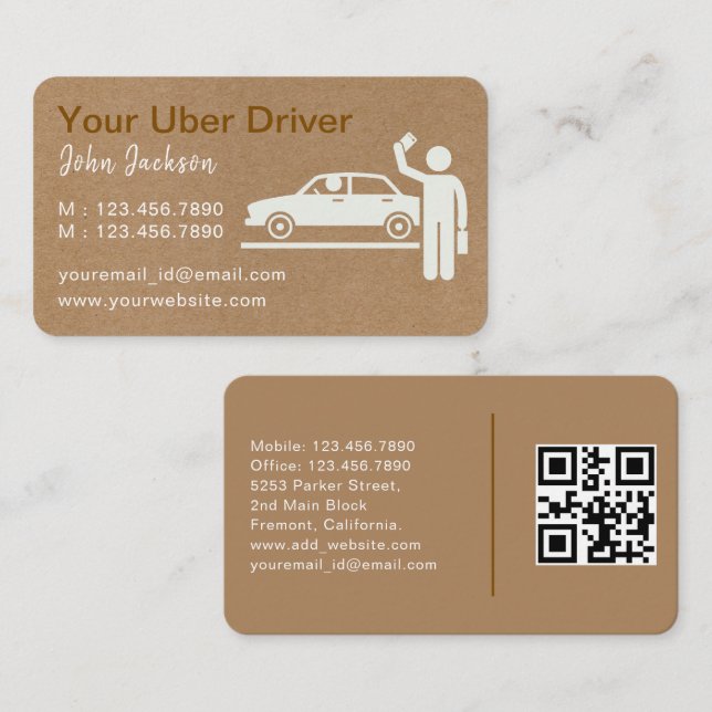  Personalized Uber Driver QR Code  Business Card (Front/Back)