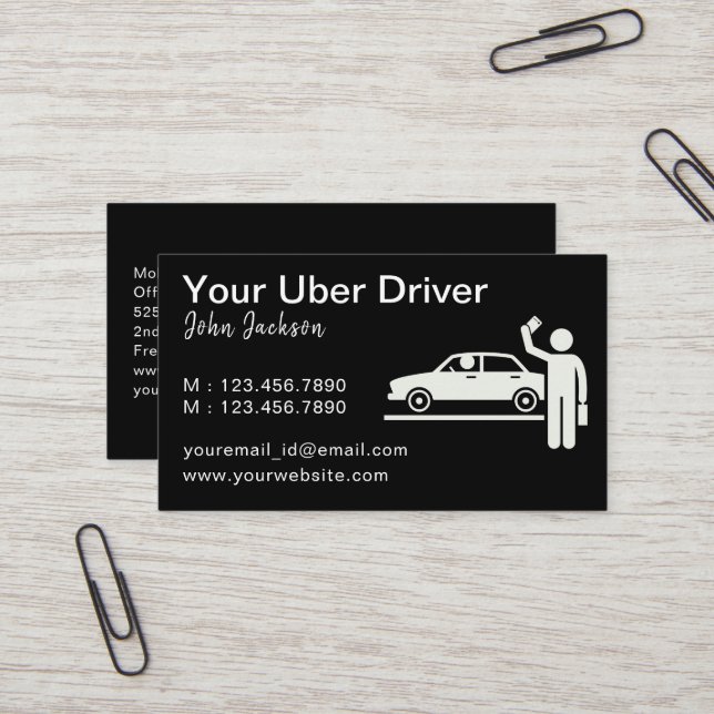  Personalized Uber Driver QR Code  Business Card (Front/Back In Situ)