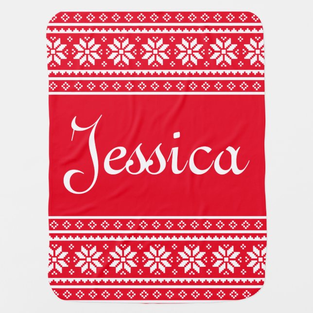 Personalized Ugly Christmas Sweater baby blanket (Front)