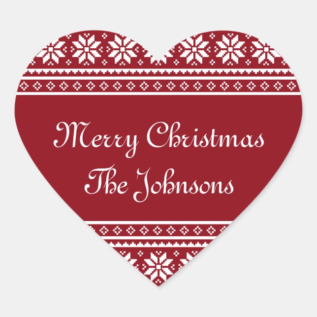 Personalized UGLY CHRISTMAS SWEATER heart stickers (Front)
