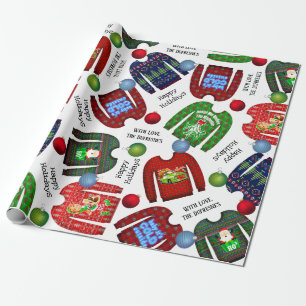Personalized Ugly Christmas Sweater Wrapping Paper