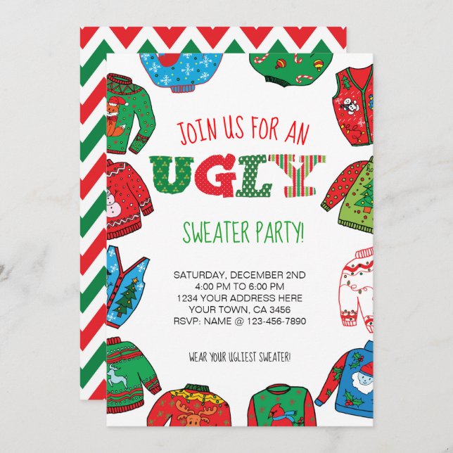 Personalized Ugly Sweater Party Invite (Front/Back)