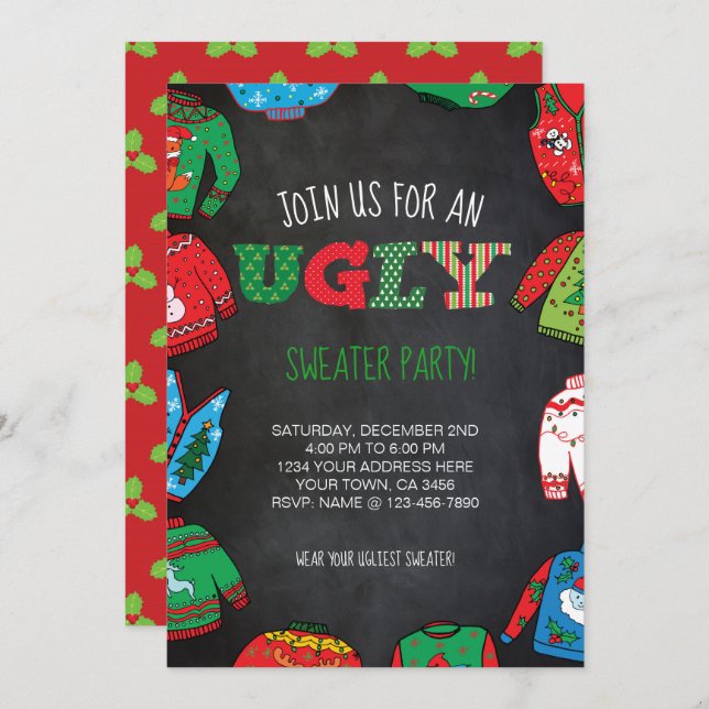 Personalized Ugly Sweater Party Invite (Front/Back)