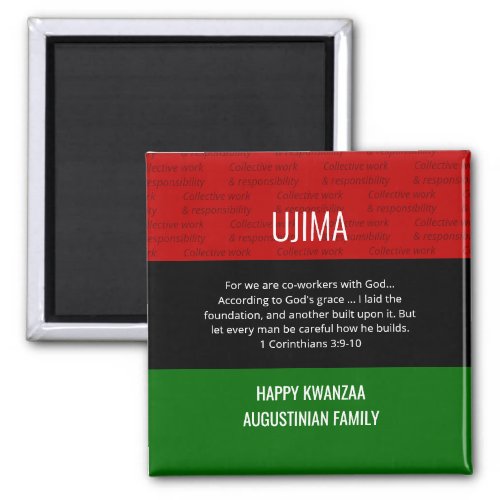 Personalized UJIMA Happy Kwanzaa  Magnet