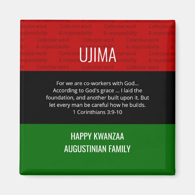 Personalized UJIMA Happy Kwanzaa  Magnet (Front)