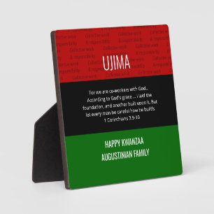 Personalized UJIMA Happy Kwanzaa plaque