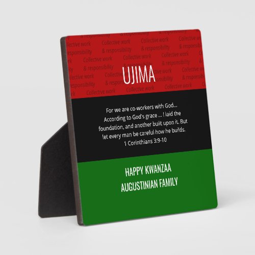 Personalized UJIMA Happy Kwanzaa plaque 