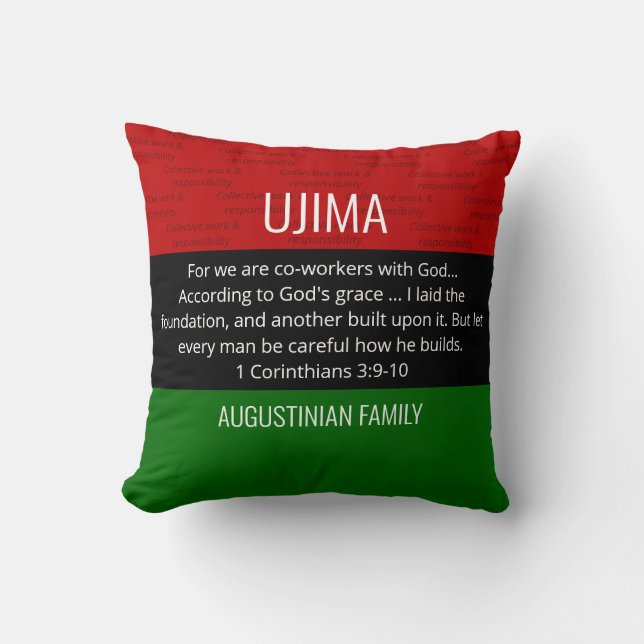 Personalized UJIMA Kwanzaa Throw Pillow (Front)