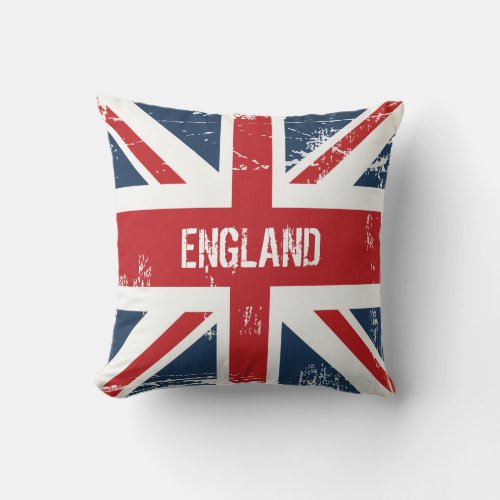 Personalized UK Flag Union Jack Monogram Name Throw Pillow