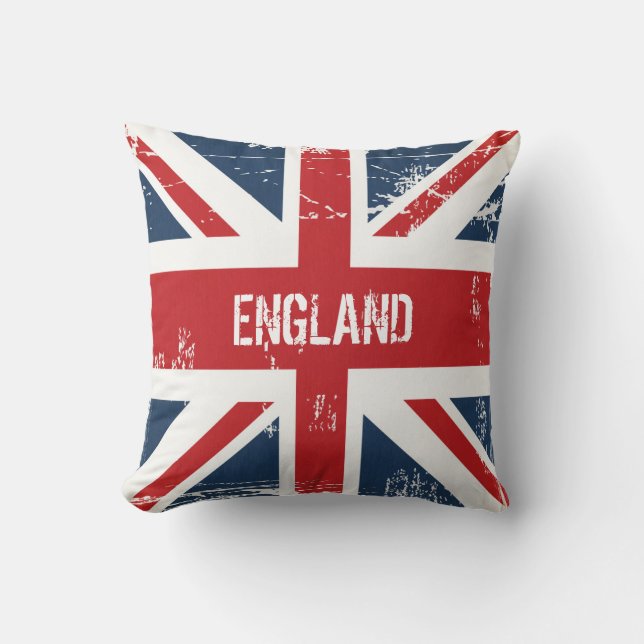 Personalized UK Flag Union Jack Monogram Name Throw Pillow (Front)