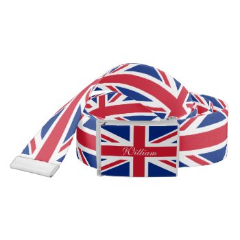 Personalized Uk Union Jack British Flag Belt by Ricaso_Graphics at Zazzle