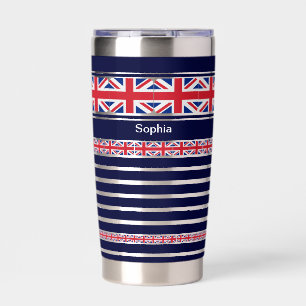 Personalized (UK) United Kingdom Patriotic Flag Insulated Tumbler