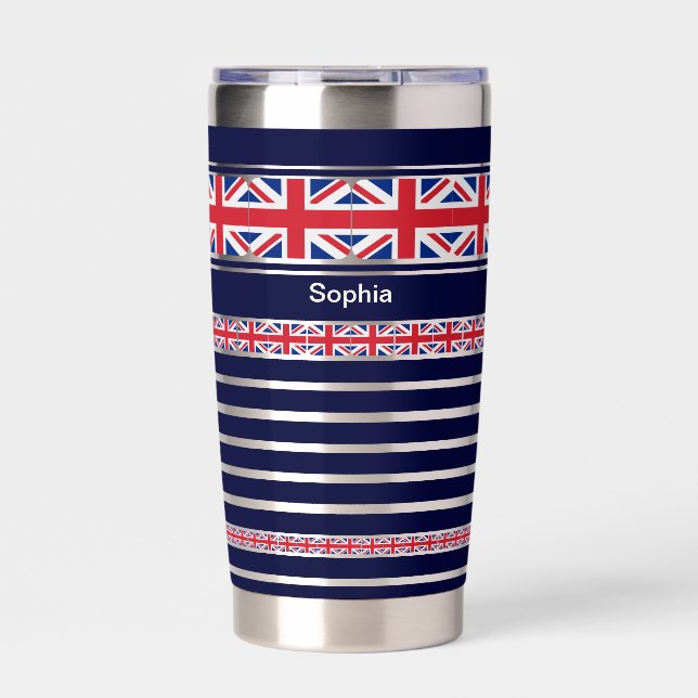 Personalized (UK) United Kingdom Patriotic Flag  Insulated Tumbler (Front)