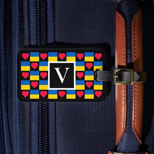 Personalized Ukraine Flag Custom Letter Ukrainian Luggage Tag