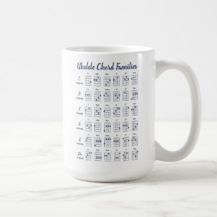Personalized Ukulele Chord Charts Navy Blue Coffee Mug