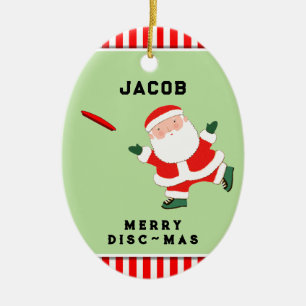 Personalized Ultimate Frisbee Christmas Ceramic Ornament