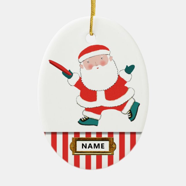 personalized ultimate frisbee collectible ceramic  ornament (Front)