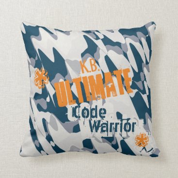 Personalized Ultimate Warrior Camouflage Gray Navy Throw Pillow Personalized Ultimate Warrior Camouflage Gray Navy Throw Pillow