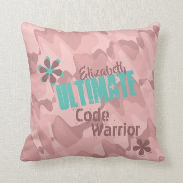 Personalized Ultimate Warrior Camouflage Pink Throw Pillow Personalized Ultimate Warrior Camouflage Pink Throw Pillow