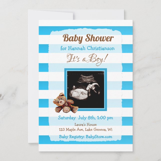 Personalized Ultrasound Picture Baby Shower Invitation (Front)