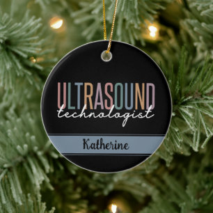 Personalized Ultrasound Technologist Gifts Ceramic Ornament