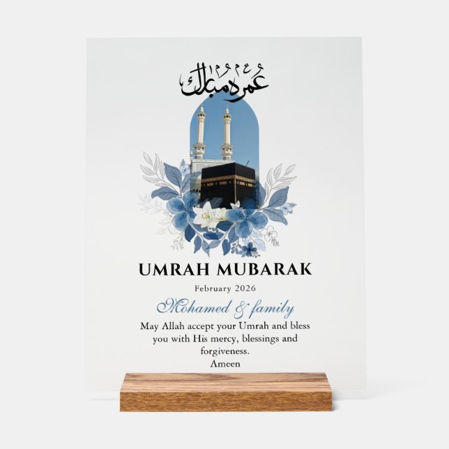 Personalized Umrah Mubarak Acrylic Sign – Islamic  (Front)